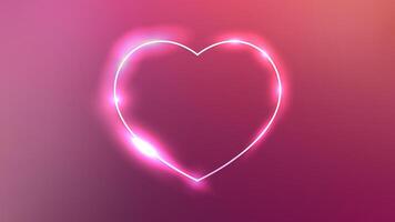 Neon frame in heart form with shining effects vector