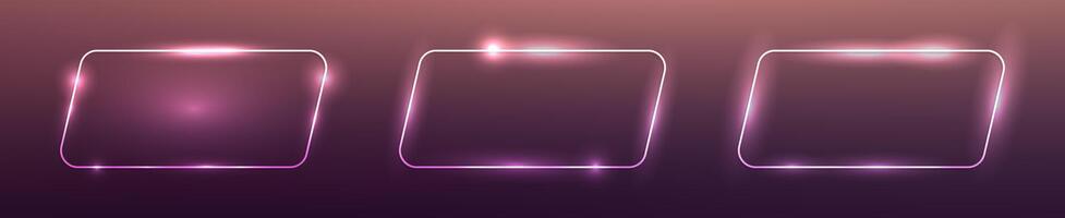 Set of neon frames with shining effects vector