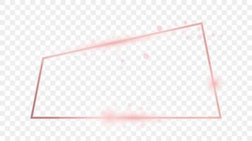 Rose gold glowing trapezoid shape frame vector