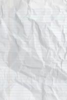 White clean crumpled notebook paper with lines vector