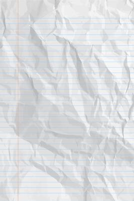 White clean crumpled notebook paper with lines
