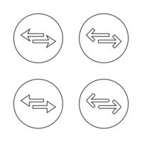 Transfer, exchange arrow outline icon set on circle line vector