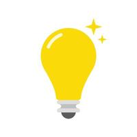 Light bulb tips icon in flat design. Yellow lamp, insight, idea concept vector