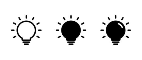 Light bulb icon set isolated on white background. Electric lamp, idea, innovation, solution sign symbol vector