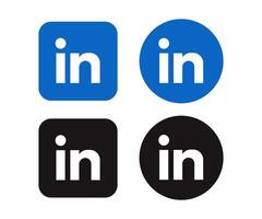 Linkedin Logo Square And Round In Color And Black vector
