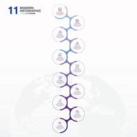 Infographic process design with icons and 11 options or steps. vector