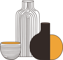 Modern Minimalist Vases and Bowls with Abstract Patterns png