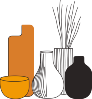 Modern Minimalist Vases and Vessels Illustration - Stylish Home Decor and Interior Design Elements png