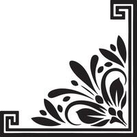 Elegant Black Corner Design with Floral Patterns vector