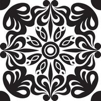 Dynamic Black Symmetrical Design Concentric Rings with Organic Floral Swirls vector