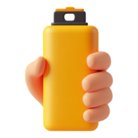 Hand gripping a battery against transparent background for tech-related graphics or energy themes png