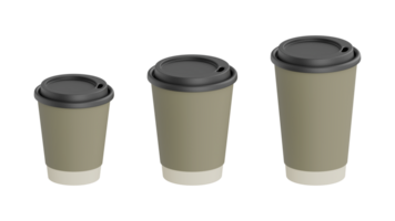 Beige disposable paper cup with black lid mockup template isolated on Transparency Background coffee tea hot drinks to go takeaway mug branding presentation realistic 3d rendering png