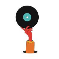 Illustration retro hand hold disk plate unique design with blank background vector
