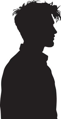 A silhouette of a man with a hair style