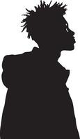 A silhouette of a man with dreadlocks vector