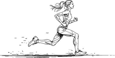 Sketch of a woman running vector