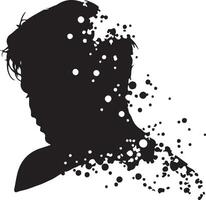 A silhouette of a man's face with dots and splatters vector