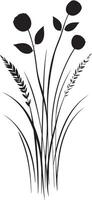 A black and white drawing of a field of grass vector