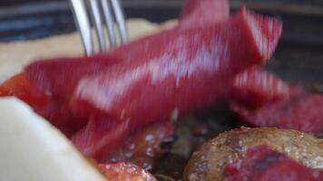 Close-Up of Plated Traditional Salami and Assorted Appetizer Items video