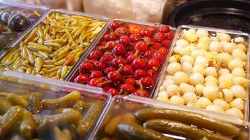 A Colorful and Diverse Selection of Pickled Vegetables and Fruits video