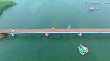 Aerial View of Highway Bridge Over River video