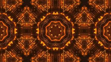 A vibrant, symmetrical digital design featuring glowing orange patterns and intricate details. video