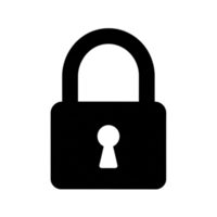 A black silhouette of a padlock, emphasizing security and protection. cutouts png