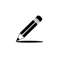 A black icon features a pencil drawing a line with its shadow visible below cutouts png