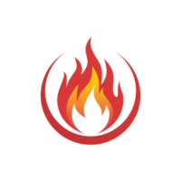 A stylized flame design features red and orange hues within a circular shape cutouts png