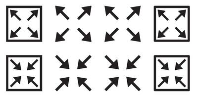 Full screen and exit full screen icon set vector