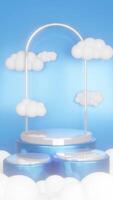 3d rendering of minimal scene of blue portrait background and white podium beauty ads and healthy promotion video