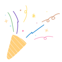 a colorful confetti cone with a stream of confetti png