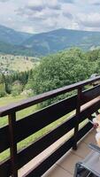 Tranquil mountain view with a man and his corgi dog, ideal for relaxing video