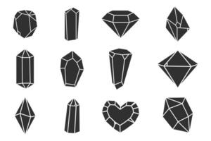 Crystal gemstone polygon stone, contour gem, polyhedron minimal. Elegant outline geometric quartz, jewel. Mineral linear icon. vector