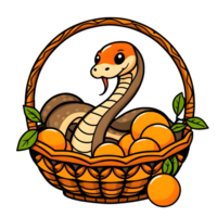 Snake In A Basket Of Mandarin Oranges Cartoon png