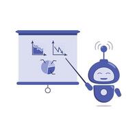 A projection screen, a presentation board with diagrams and graphs, and a presentation robot. A horizontal banner on a roll. An empty conference board. illustration. vector