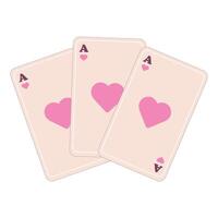 illustration of a set of pink ace of hearts playing cards on a white background. vector