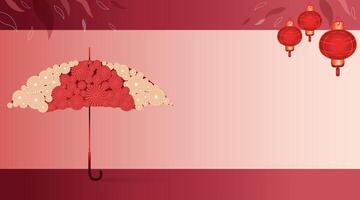 Chinese New Year template banner background with umbrella decoration vector