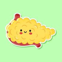 Sticker Pancreas character. hand drawn cartoon kawaii character illustration icon. Isolated on green background. Pancreas character concept vector
