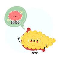 Pancreas with speech bubble and brain character. hand drawn cartoon kawaii character illustration. Isolated white background. Pancreas poster and brain vector