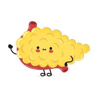 Pancreas waving hand character. hand drawn cartoon kawaii character illustration icon. Isolated on white background. Pancreas character concept vector