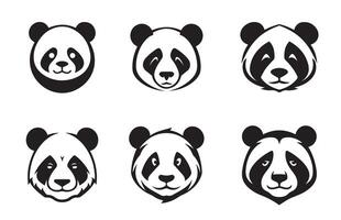 Cute Panda Face set Icon vector