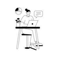 Illustration of programmer girl working vector