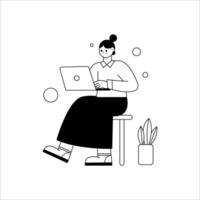 Illustration of programmer woman working vector