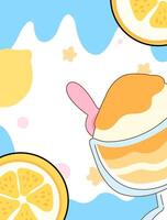 Fresh citrus drink with icecream in a glass background vector