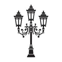 A classic lamppost silhouette, showcasing a slender pole and ornate lantern, symbolizing timeless elegance and guiding light vector