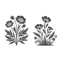 A delicate flower silhouette, showcasing elegant petals and a subtle stem, symbolizing beauty, growth, and natural simplicity vector