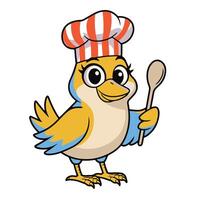A charming cooking bird silhouette, depicting a playful bird with a chef's hat, symbolizing creativity, culinary joy, and whimsical flair. vector
