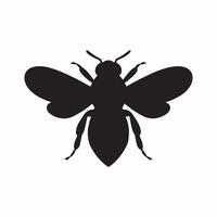 A detailed bee icon silhouette, highlighting its delicate wings and striped body, symbolizing hard work, unity, and nature's harmony vector