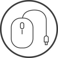 mouse computer icon in line black circle frames, line icon png